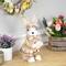 12" Beige Girl Easter Rabbit Figurine with Plaid Dress
